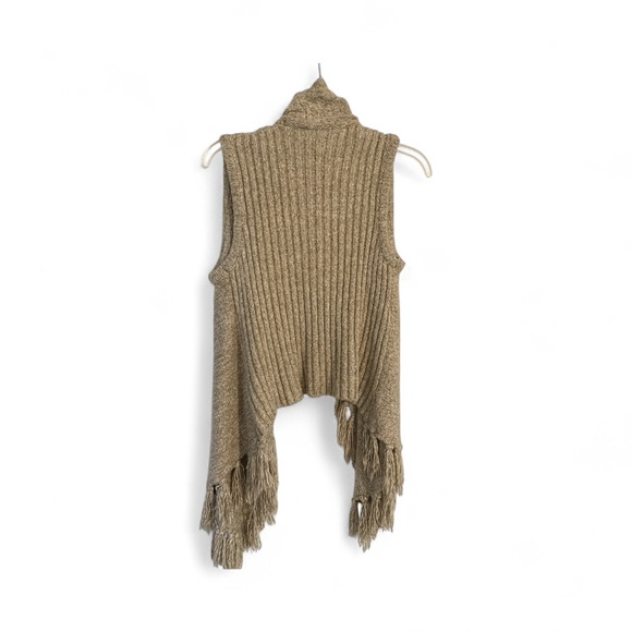 Kenzie Women’s open fringe sweater vest tan size Small - Picture 2 of 12
